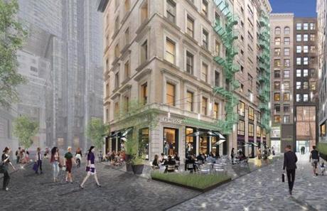 A RENDERING of the proposed Congress Square, a renovation of a block at Congress and Water streets in the Financial District that was approved by the BRA on Thursday.
